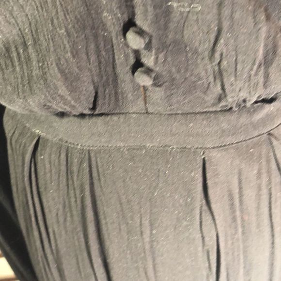 Free People Black Flowing Wednesday Addams Dress Deep V Neck Hocus Pocus Sz 2 - Picture 5 of 16